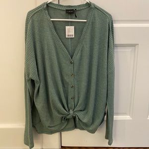 Slouchy lounge waffle knit top